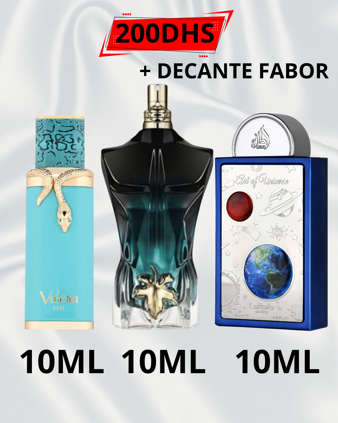 PACK 10ML VULCANE FEU +10ML ART OF UNIVERS +10ML LE BEAU LE PARFUM