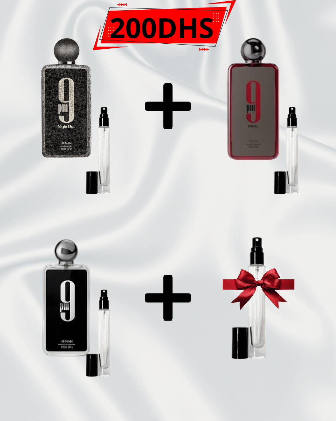 PACK AFNAN 10ML 9PM NIGHT OUT+10ML 9PM REBEL +10ML 9PM+ DECANTE GRATUIT
